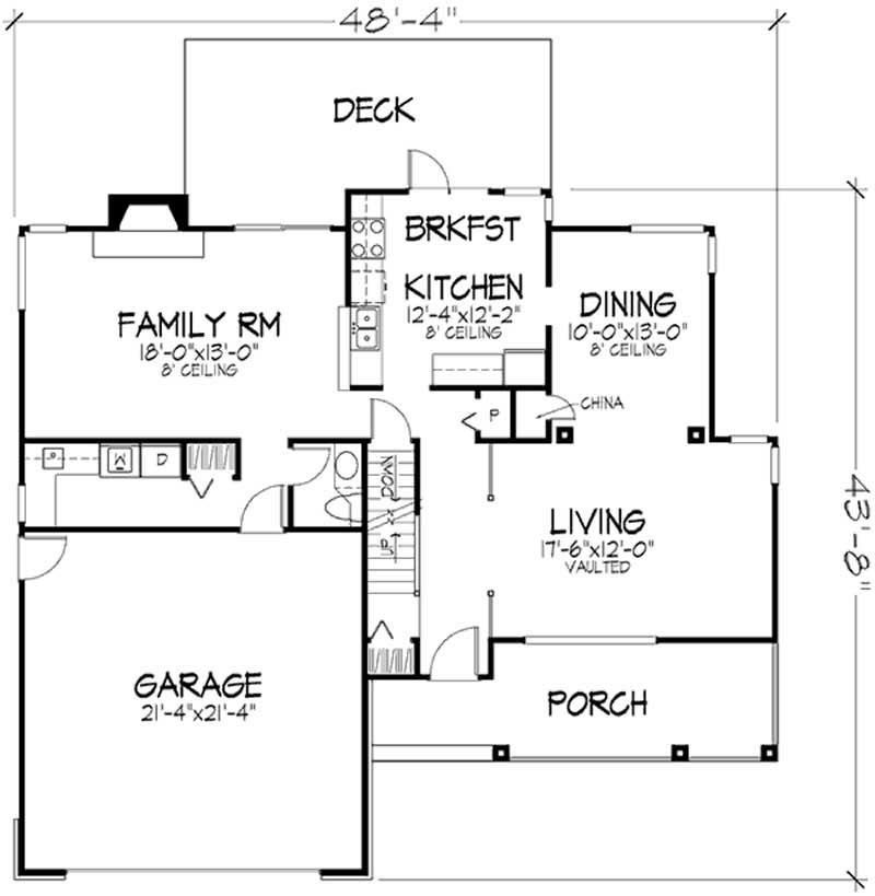 Floor Plan First Story of Country Plan #146-2791
