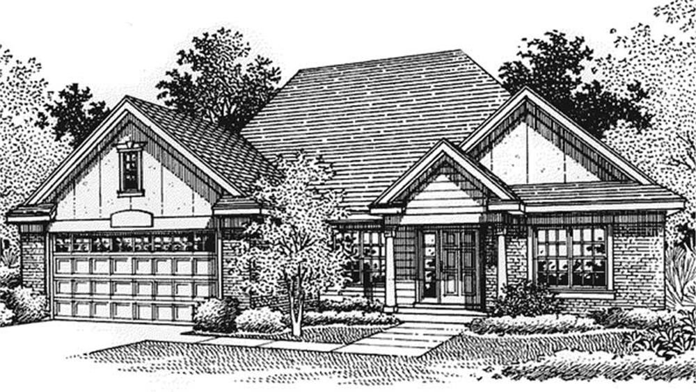 Front view of European home (ThePlanCollection: House Plan #146-2793)