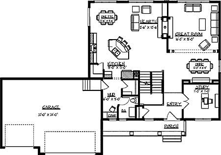 Floor Plan First Story of Country Plan #146-2796
