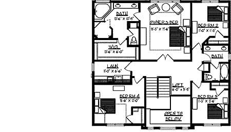 Floor Plan Second Story of Country Plan #146-2796