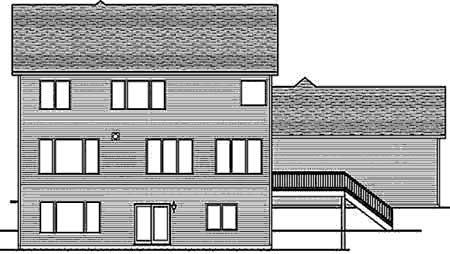 Home Plan Rear Elevation of this 4-Bedroom,3000 Sq Ft Plan -146-2796