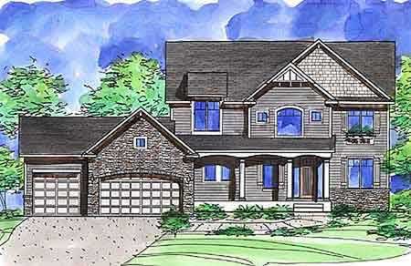 Front view of Country home (ThePlanCollection: House Plan #146-2796)