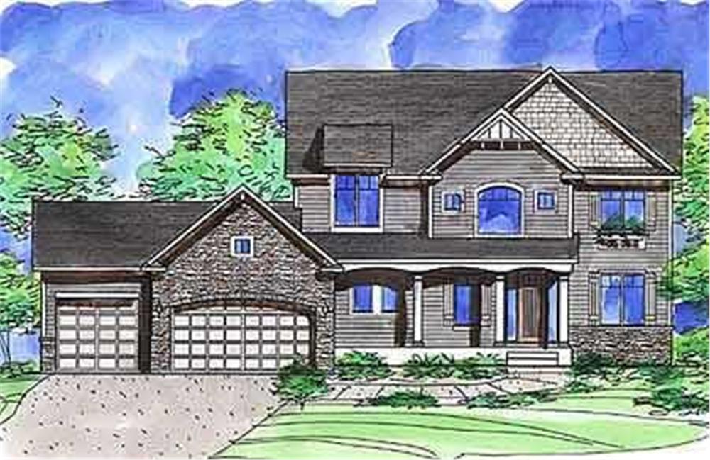 Front view of Country home (ThePlanCollection: House Plan #146-2796)
