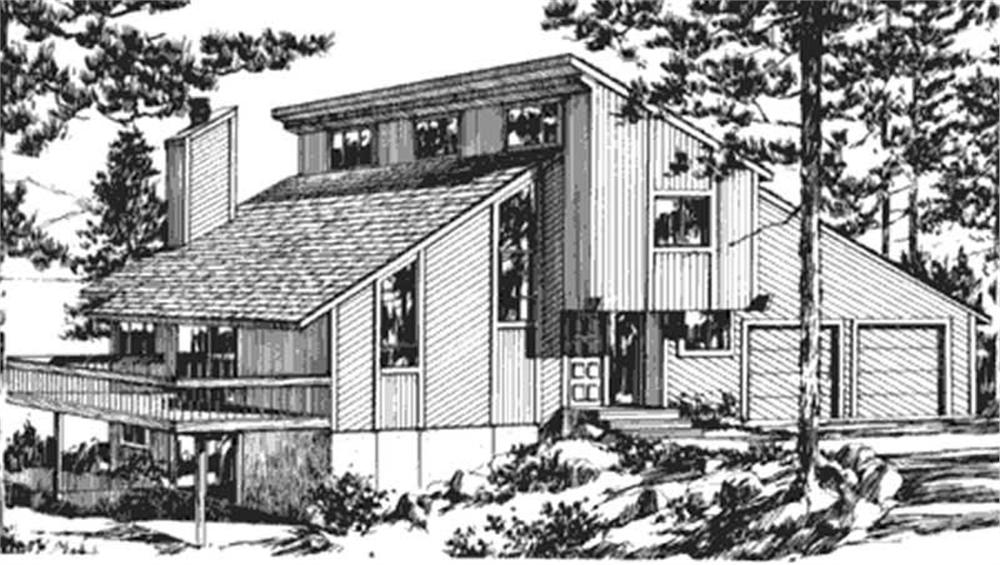 Front view of Contemporary home (ThePlanCollection: House Plan #146-2799)