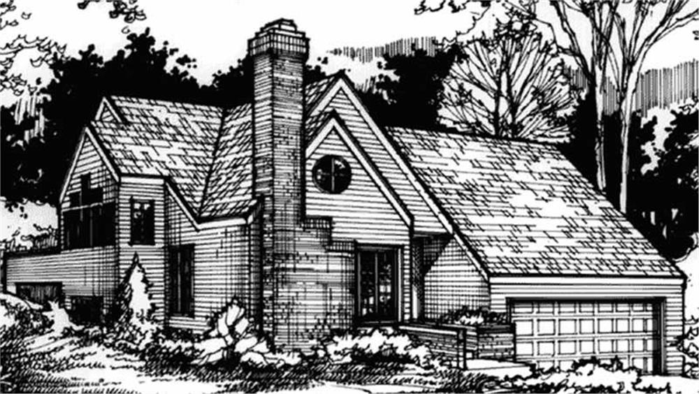Front view of Country home (ThePlanCollection: House Plan #146-2805)