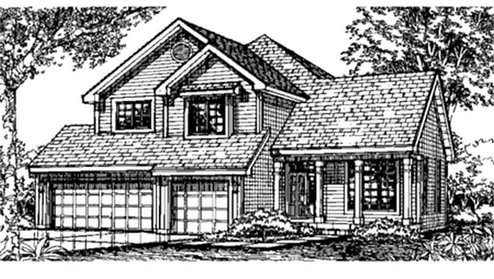 Front view of Country home (ThePlanCollection: House Plan #146-2808)