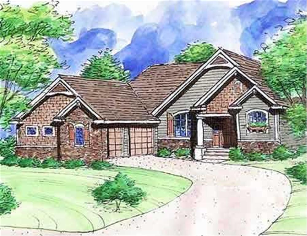 Front view of Country home (ThePlanCollection: House Plan #146-2814)