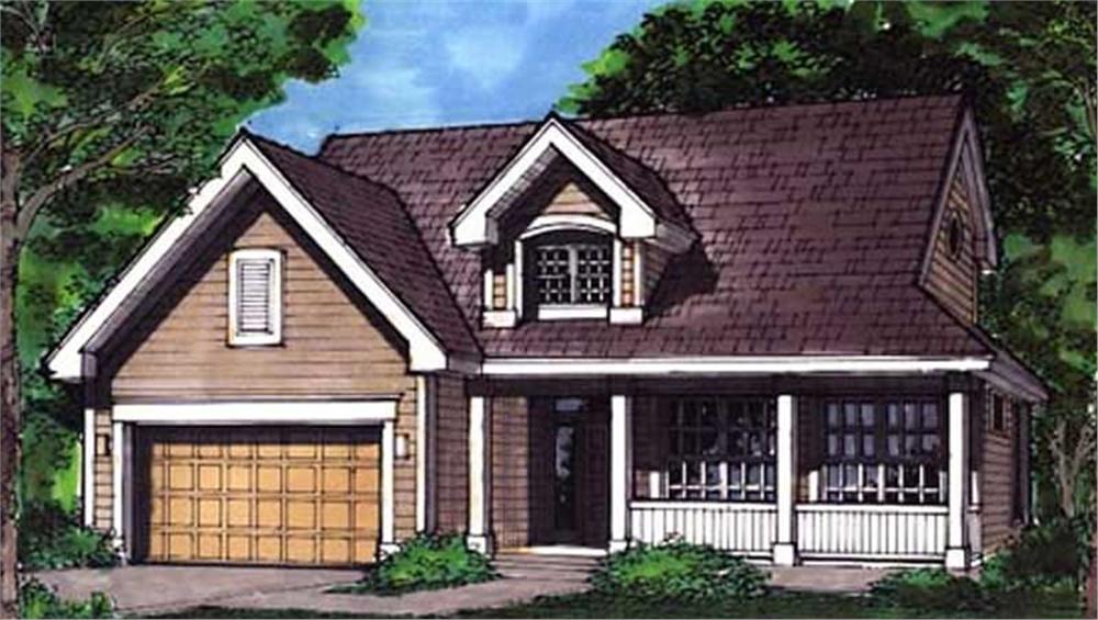 Front view of Country home (ThePlanCollection: House Plan #146-2820)