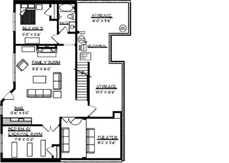 Floor Plan Basement of Country Plan #146-2834