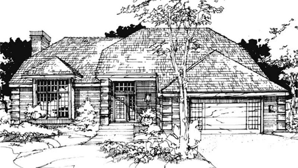 Front view of French home (ThePlanCollection: House Plan #146-2839)