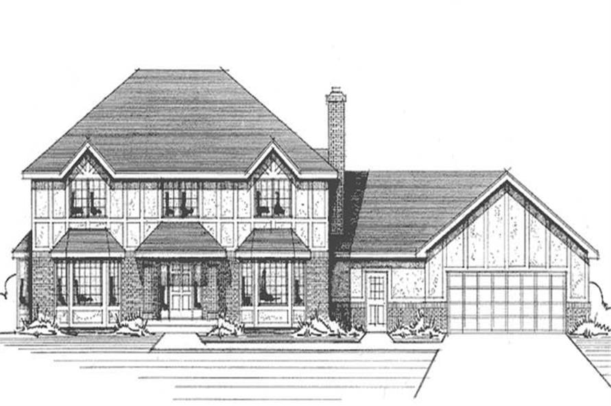 Front view of Colonial home (ThePlanCollection: House Plan #146-2845)