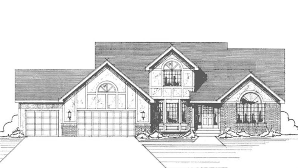 Front view of Tudor home (ThePlanCollection: House Plan #146-2846)