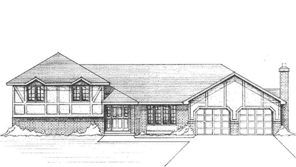 Front view of Tudor home (ThePlanCollection: House Plan #146-2847)