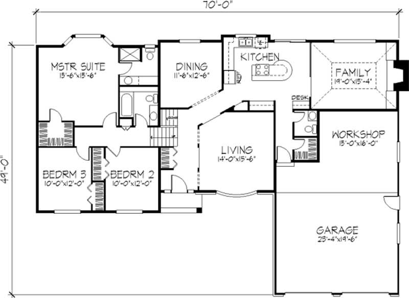 Floor Plan Second Story of Tudor Plan #146-2847