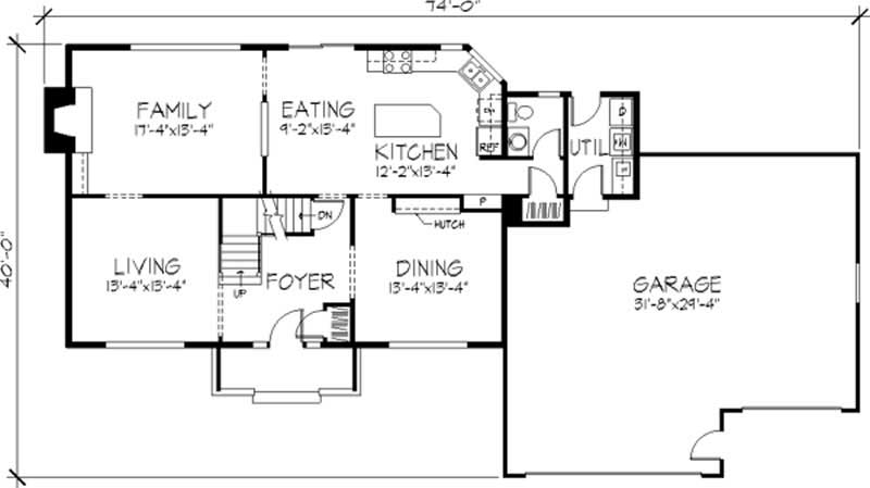 Floor Plan First Story of Colonial Plan #146-2848