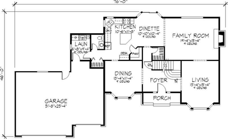 Floor Plan First Story of Tudor Plan #146-2849