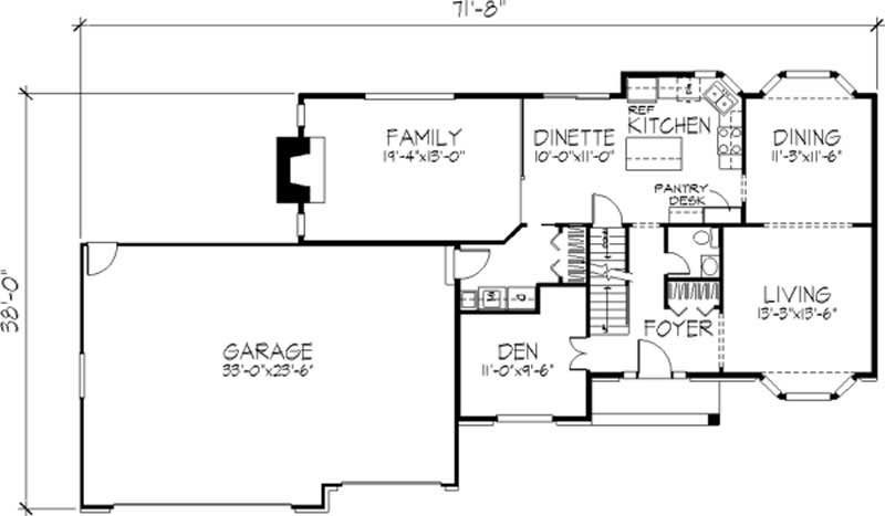 Floor Plan First Story of Tudor Plan #146-2853