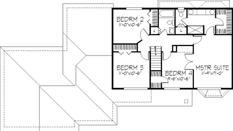 Floor Plan Second Story of Tudor Plan #146-2853