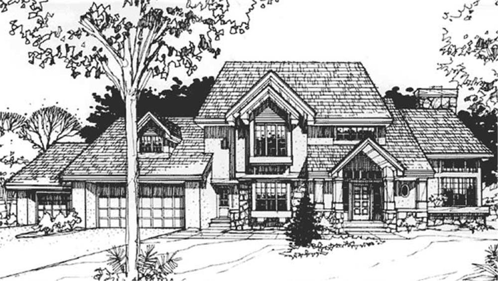 Front view of Country home (ThePlanCollection: House Plan #146-2858)