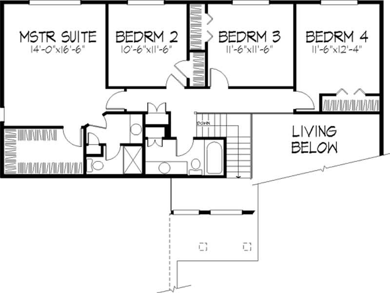 Floor Plan Second Story of Contemporary Plan #146-2860