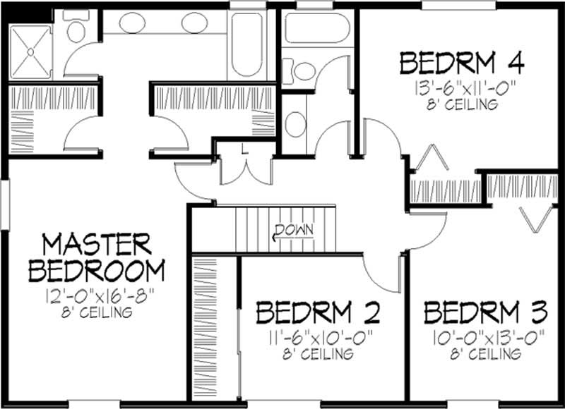 Floor Plan Second Story of Country Plan #146-2861