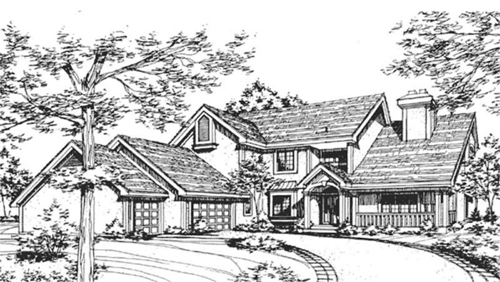Front view of Country home (ThePlanCollection: House Plan #146-2862)