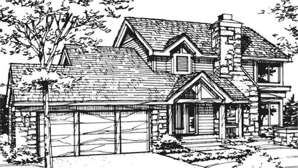 Front view of Country home (ThePlanCollection: House Plan #146-2863)