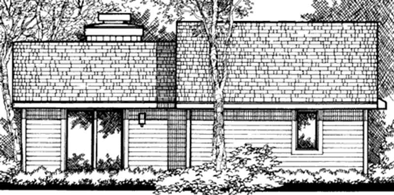 Home Plan Rear Elevation of this 2-Bedroom,988 Sq Ft Plan -146-2866