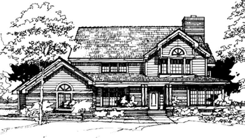 Front view of Country home (ThePlanCollection: House Plan #146-2867)
