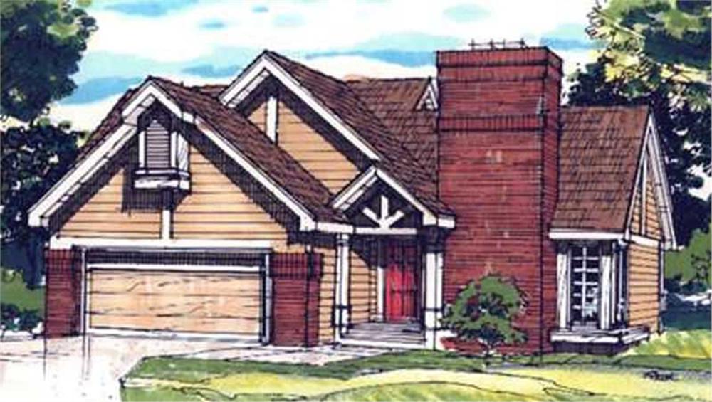 Front view of Ranch home (ThePlanCollection: House Plan #146-2869)
