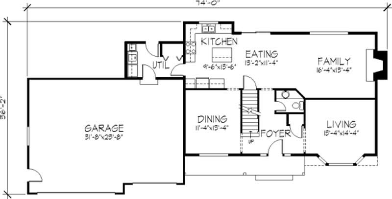 Floor Plan First Story of Colonial Plan #146-2870