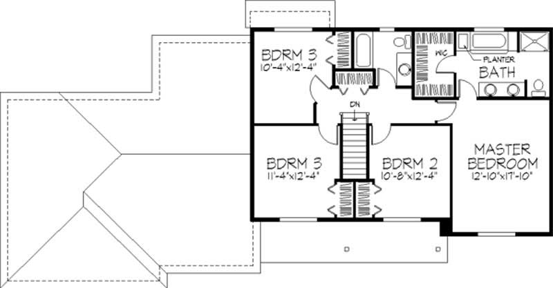 Floor Plan Second Story of Colonial Plan #146-2870