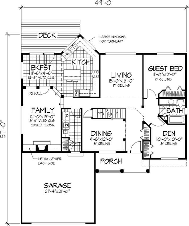 Floor Plan First Story of Cape Cod Plan #146-2871