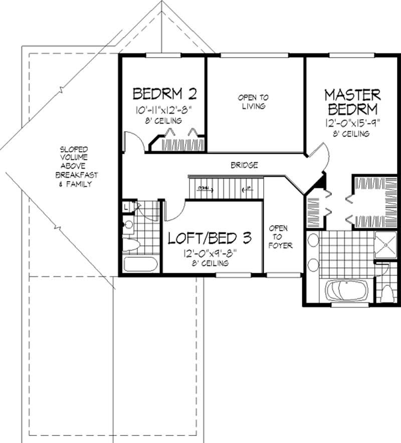 Floor Plan Second Story of Cape Cod Plan #146-2871