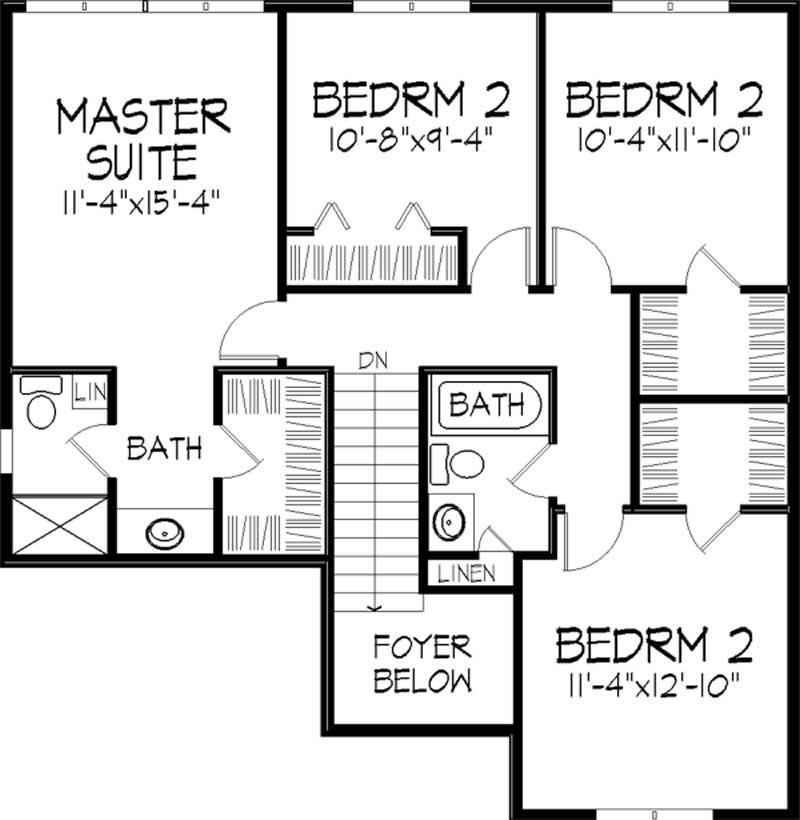 Floor Plan Second Story of Modern Plan #146-2873