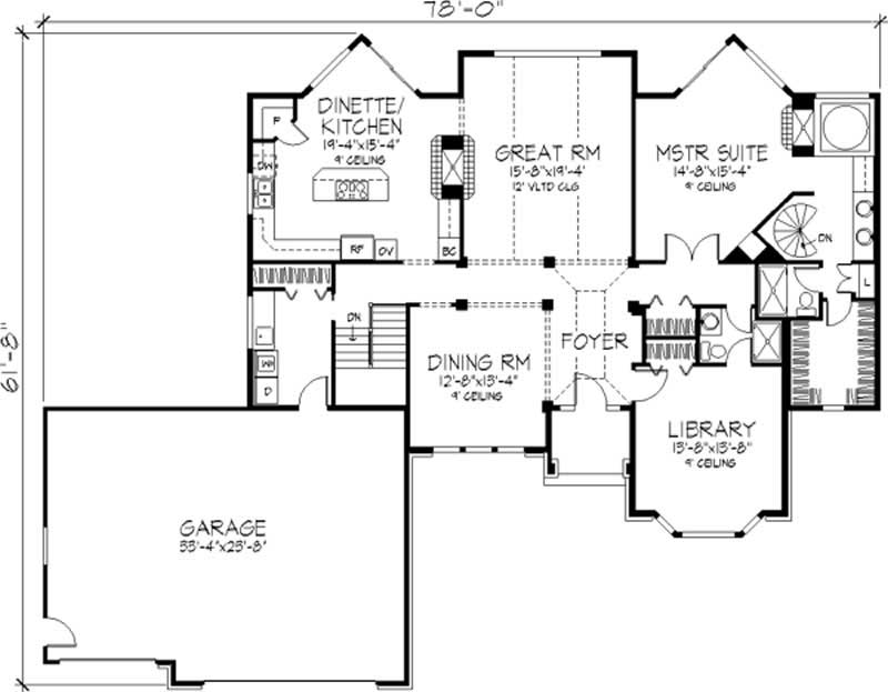 Floor Plan Second Story of European Plan #146-2874