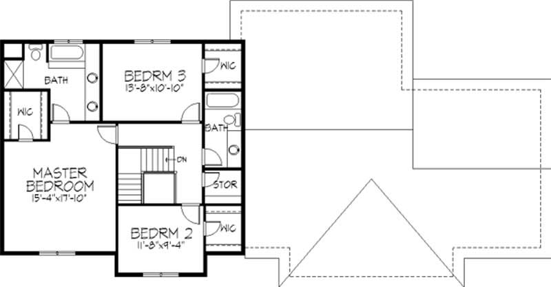 Floor Plan Second Story of Colonial Plan #146-2878