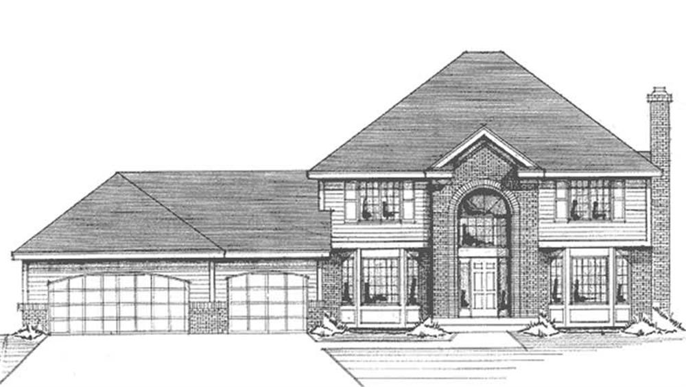 Front view of Colonial home (ThePlanCollection: House Plan #146-2879)