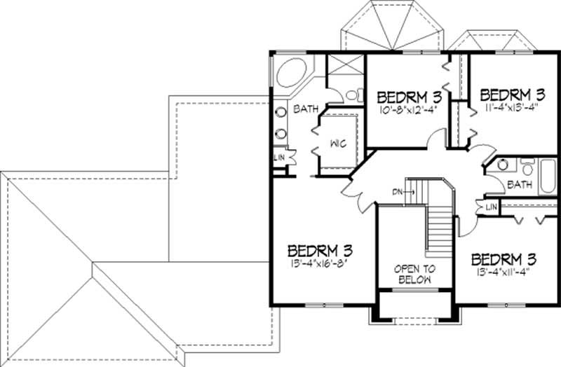 Floor Plan Second Story of Colonial Plan #146-2879