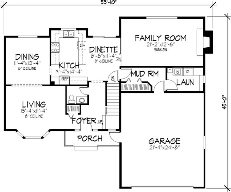 Floor Plan First Story of Colonial Plan #146-2882