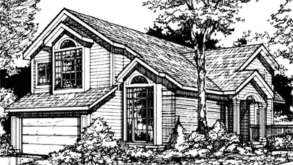 Front view of Country home (ThePlanCollection: House Plan #146-2885)