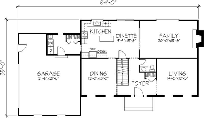 Floor Plan First Story of Colonial Plan #146-2887