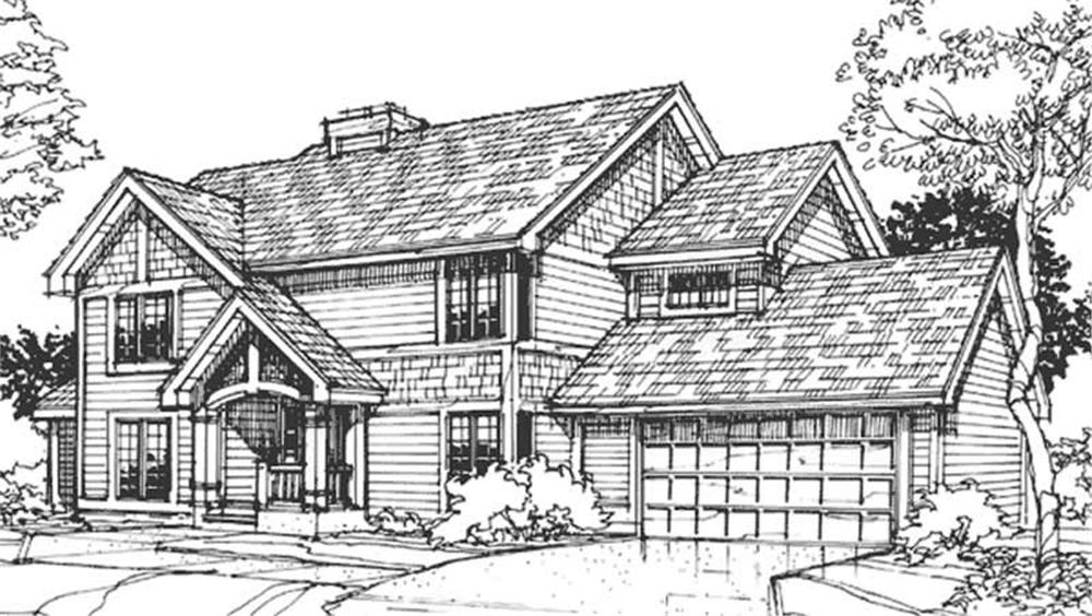 Front view of Country home (ThePlanCollection: House Plan #146-2888)