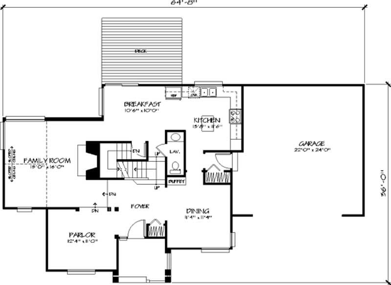Floor Plan First Story of Country Plan #146-2888
