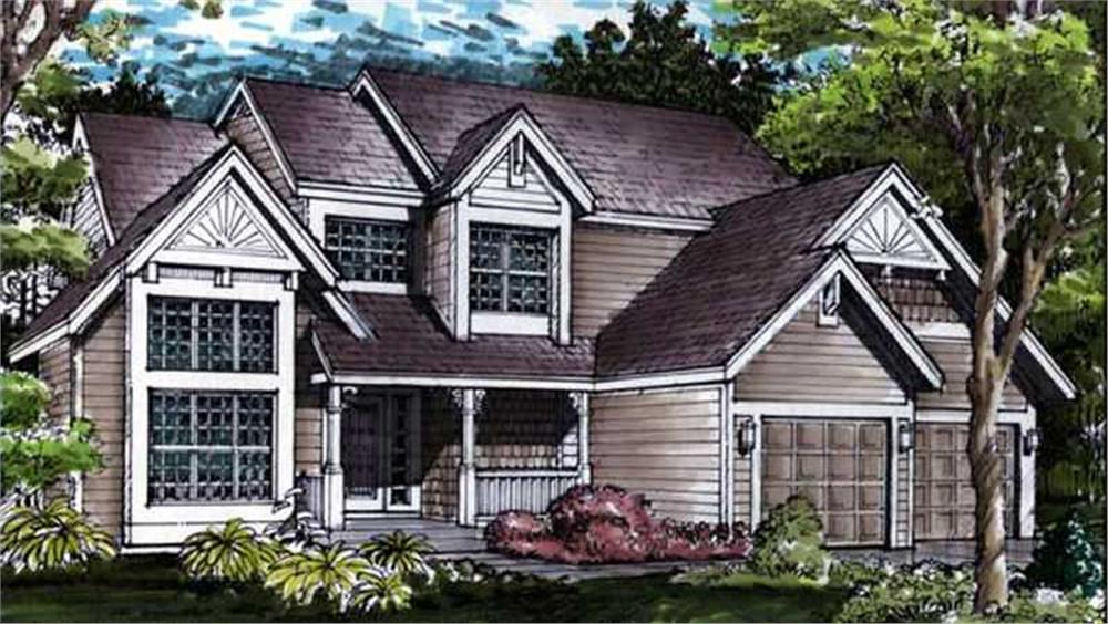 Front view of Country home (ThePlanCollection: House Plan #146-2890)