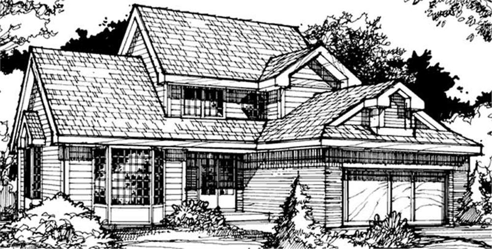 Front view of Country home (ThePlanCollection: House Plan #146-2892)
