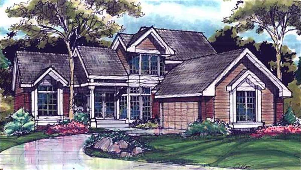 Front view of Contemporary home (ThePlanCollection: House Plan #146-2895)