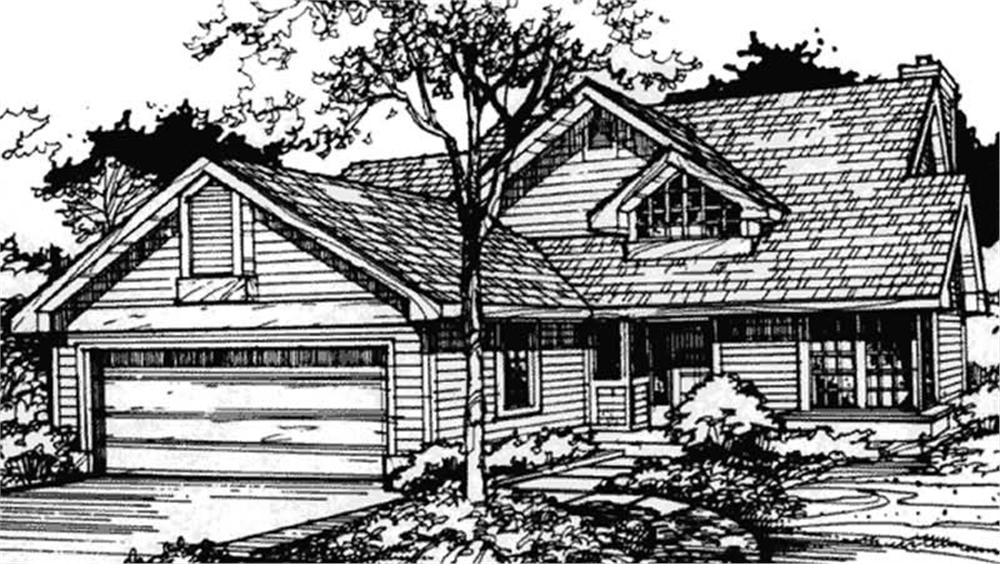 Front view of Country home (ThePlanCollection: House Plan #146-2896)