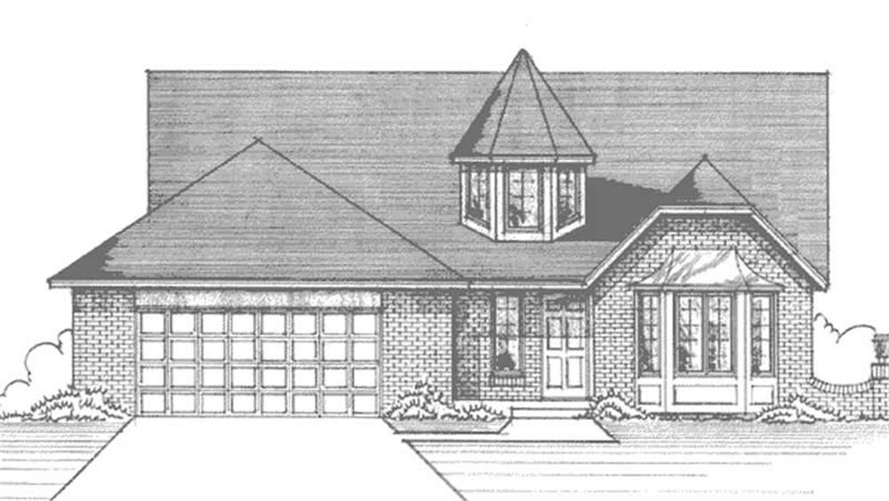 Front view of European home (ThePlanCollection: House Plan #146-2899)