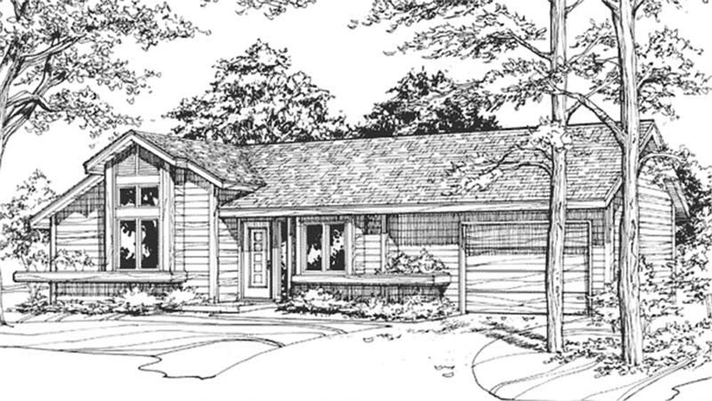 Front view of Ranch home (ThePlanCollection: House Plan #146-2900)